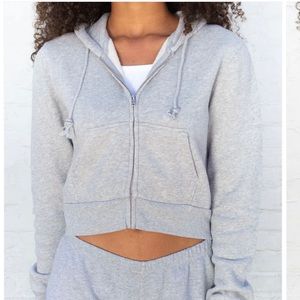 Brandy Melville Crystal Hoodie and Rosa Sweatpants (Size Small; Light Gray)